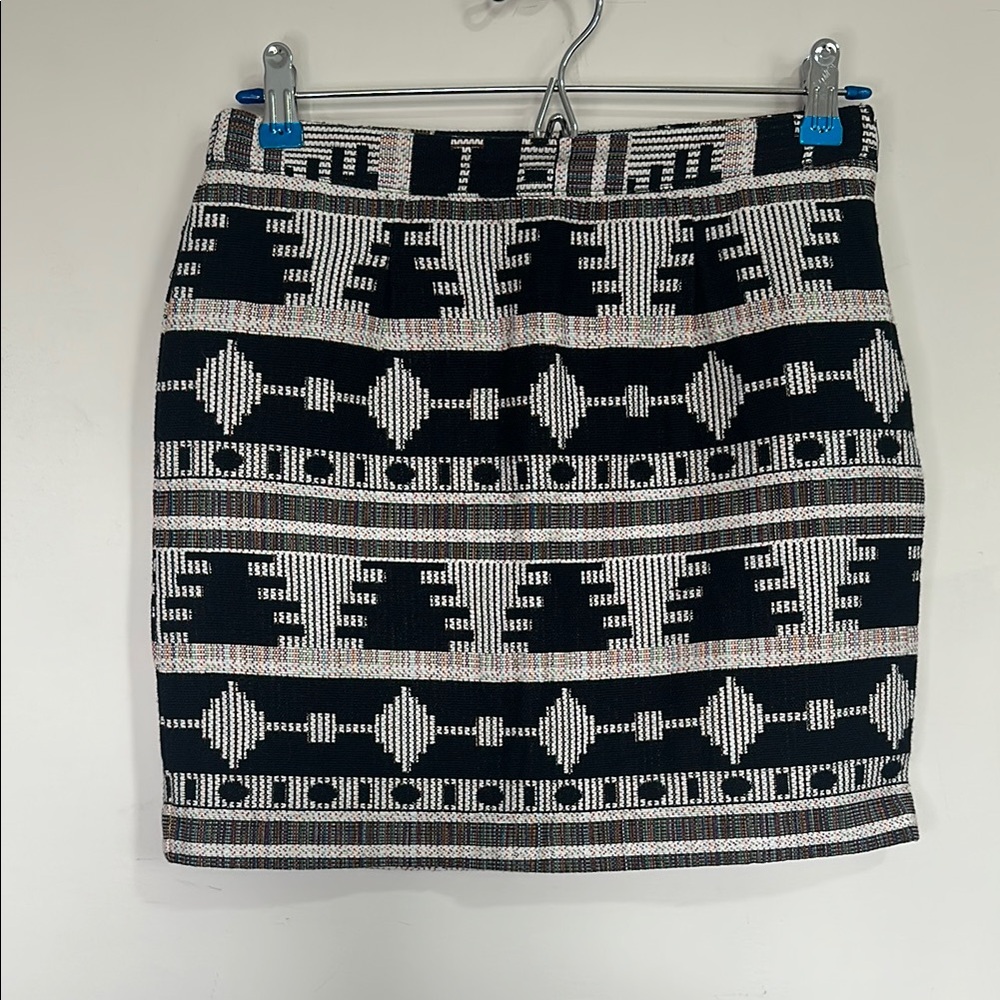 Esley Aztec Skirt Black Geometrical Western Pencil Mini Size Small